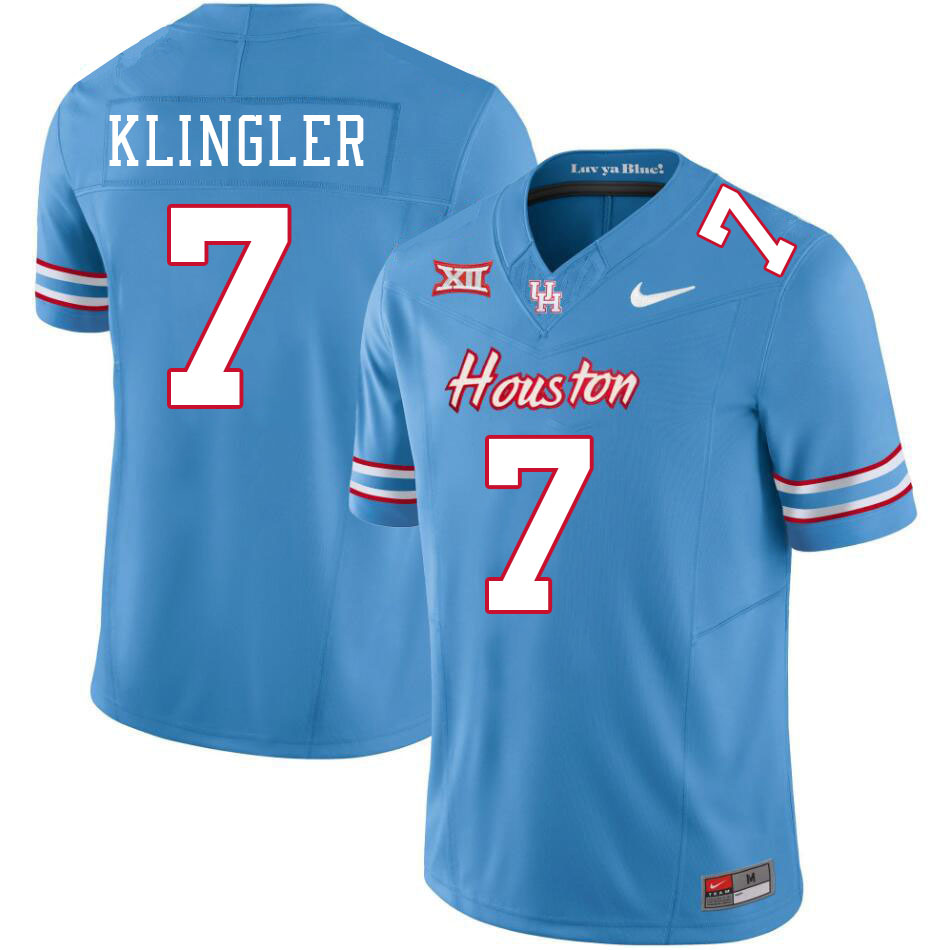 Houston Cougars #7 David Klingler College Football Jerseys Stitched Sale-Oilers
